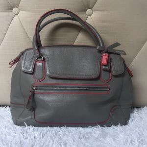 Coach Shoulder Purse Gray Red Excellent Condition